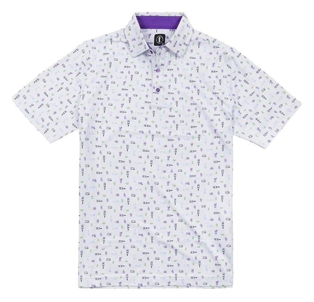 U Suck at Golf transfusion polo shirt size medium men's white purple